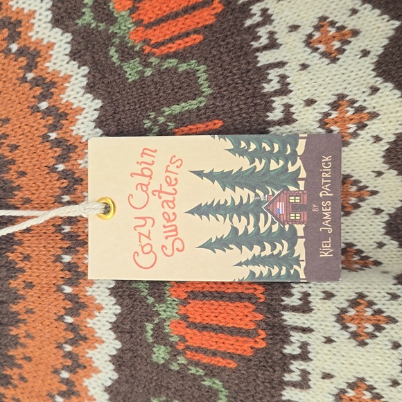 NWT Kiel James Patrick Orange and Brown pumpkin Fair Isle Sweater Size S Wool - Picture 2 of 11